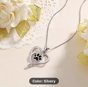 Paw Print Pendant Necklace Dog Puppy Pet Footprint Pendant - Picture 1 of 6