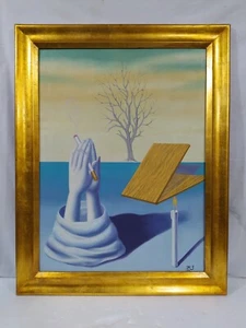 AMAZING SALVADOR DALI OIL ON CANVAS 1950 WITH FRAME IN GOLDEN LEAF VERY NICE - Picture 1 of 17