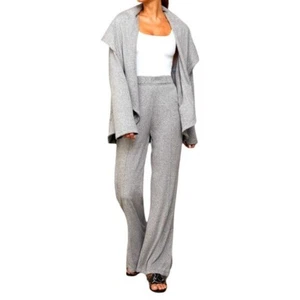 CARBON38 Split Bootcut Knit Sweatpants High-Rise Travel Sporty Quiet Luxury NWT - Picture 1 of 10