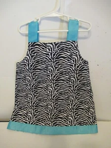 D2) Girls Size 6x Black and white Zebra Pattern with Blue Trim by 3 Sisters - Picture 1 of 6