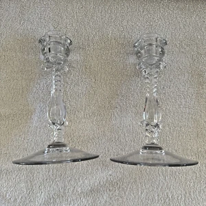 Cambridge Glas 3121 Kristall 7" einzelner Kerzenständer PAAR keine Ätzung  - Bild 1 von 7