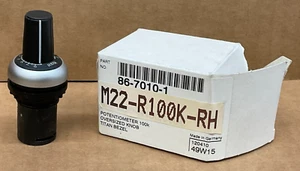 Eaton M22-R100K-RH, Potentiometer 100k, Oversized Black Knob, Titan Bezel - Picture 1 of 4