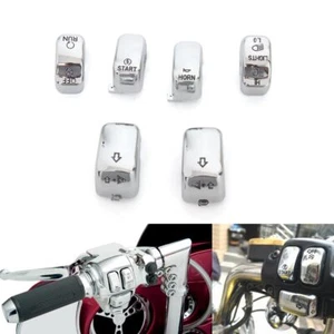 6pcs Chrome Hand Control Switch Button Caps For Harley Road King Sportster Dyna - Picture 1 of 15