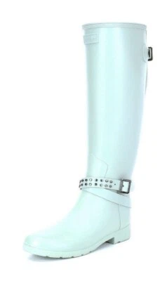 全新 Hunter 女式蓝色精制可调节耳钉高雨靴 海喷 6 码 — 第 1/4 张图片