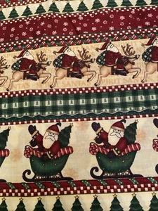 Mumms The Word Debbie Mumm Christmas Santa’s Spirit Stripe Cotton 1 Yd 12”x30 - Picture 1 of 6