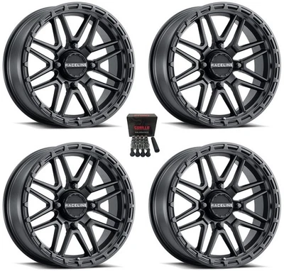 Raceline Krank XL 20" ATV Wheels/Rims Black Polaris Sportsman / RZR / Ranger Foto 1 de 3