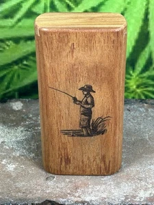 4" Ufer Angeln Kanarienholz Slide Top Einbaum - One Hitter, Poker & Extra - Bild 1 von 3