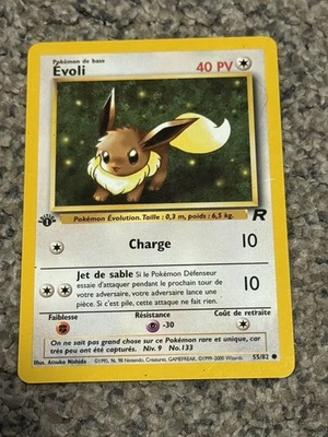 French Evee (Evoli) Team Rocket First Edition LP Pokemon TCG 55/82 - Image 1 of 4