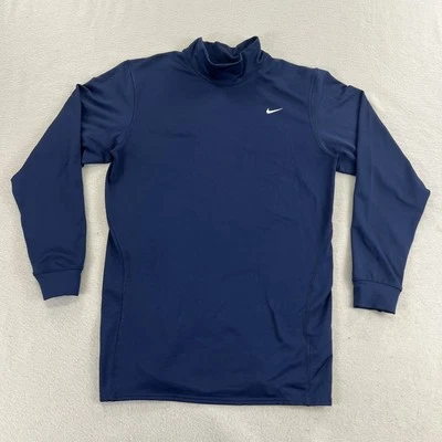 Nike Dri-Fit Navy Blue Mock Neck Shirt Mens 2XL Long Sleeve Stretch Training Top - Image 1 of 4