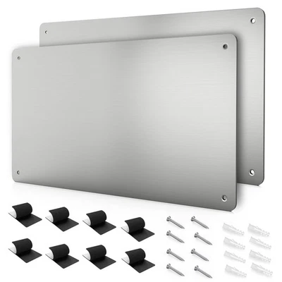 17.1" x 11.8" 2 Pack Stainless Steel Magnetic Board - Magnet Bulletin Board t... - Image 1 of 4