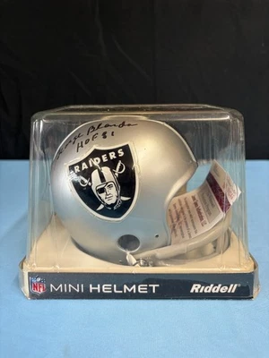 Мини-шлем с автографом Джорджа Бланды из Raiders надпись «HOF 81», свидетель JSA - Изображение 1 из 4