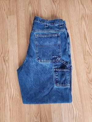 Pantalones de mezclilla azules Saddlebred talla 36W X 32L pierna recta tiro alto algodón para hombre de colección Foto 1 de 4