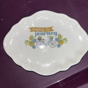Inspiration Trinket Tray. Enjoy The journey. Soap, Earrings, Keys. Floral Bike - Picture 1 of 3