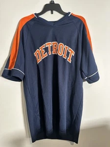 Detroit Tigers Majestic Cooperstown Jersey Shirt Size L Navy Orange MLB VTG Look - Picture 1 of 7