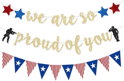 Military Going Away Party Decorations for Gold Glitter We Are so Proud of You Ba - Image 1 of 4