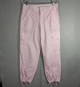 Pantaloni cargo American Eagle donna 6 lunghi rosa elasticizzati coulisse orlo tasche - Foto 1 di 14