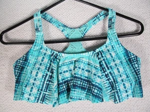 SO Bikini Swim Top Womens Junior Small Turquoise Razor Back Padded - Picture 1 of 13