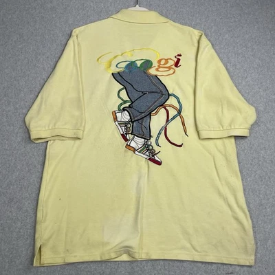 Camisa polo masculina vintage Coogi 4XL XXXXL amarela bordada sapatos hip hop anos 90 EUA - Imagem 1 de 4