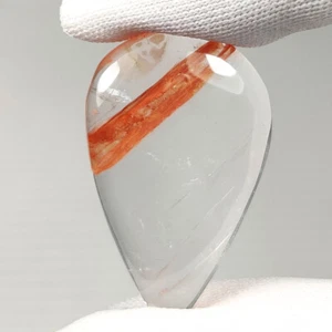 30.50 Ct Natural Well Polished Rutile Quartz Pear Cab "Nature Art",Brazil-A1381 - Picture 1 of 2