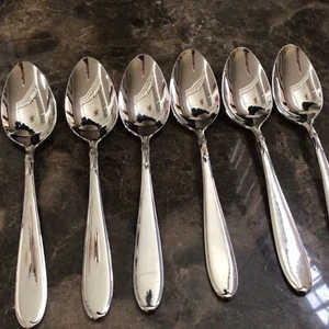 "Juego de 6 cucharas soperas ovaladas de acero inoxidable Villeroy Boch Florence Place usadas en excelente estado 8""" - Imagen 1 de 3