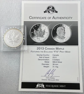 2013 Canada 1oz 99.99% Silver Maple F15 Privy Coin with Certificate - Picture 1 of 4