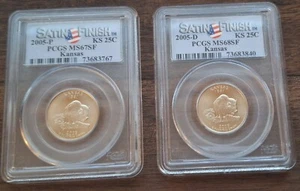 2005 P MS67SF & 2005 D PCGS MS68SF SATIN FINISH KANSAS STATE QUARTERS BOTH COINS - Picture 1 of 5