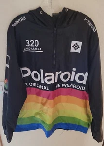 Polaroid ‘Be Original’ Graphic Rainbow Windbreaker Hooded 1/4 Zip Size XL - Picture 1 of 10