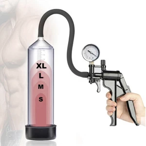 Male Enhancement Pistol Grip Pump PSI Gauge Penis Enlarger Exerciser Vacuum Pump - Picture 1 of 9