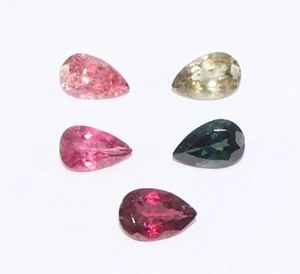 Natural Multi Tourmaline Faceted Cut 8x5 mm Pear Tourmaline Loose Gemstone 5 Pcs - Picture 1 of 4
