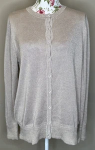 Willi Smith Cardigan Womens Plus Sz 1X Metallic Shimmer Gold Button Down Sweater - Picture 1 of 9