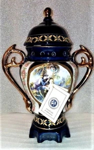 Blue Venetian Lagoon, Fine Porcelain Vase Blue Gold Trim Vintage - Picture 1 of 7