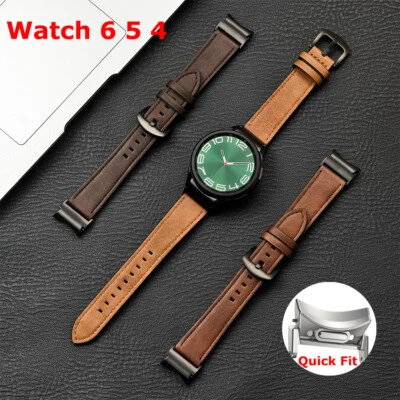 No Gaps Leather Band For Samsung Galaxy Watch 6 5 4 44mm 6 Classic 43 47mm Strap