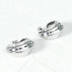 Orecchini a cerchio donna classici 1" cerchio largo placcato oro bianco 18 kt gioielli - Foto 1 di 7