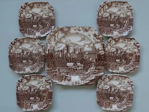 JUEGO DE COLECCIÓN POSTRE O QUESOS INGLATERRA CERÁMICA CASTILLO WINDSOR JOHNSON BROTHS - Imagen 1 de 10