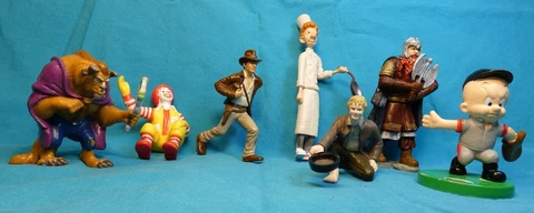 Lot of 7 Action Figures Indiana Jones Beast Elmer Fudd Ronald Mc Donald Alfredo Cover