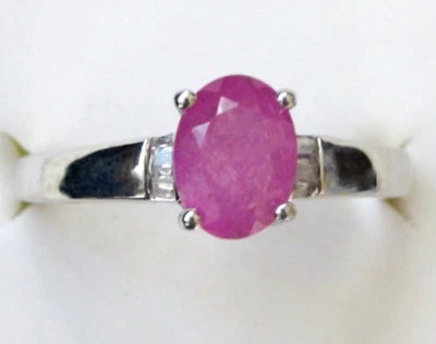 Pink Sapphire & Diamond Ring / size 11 / 925 Sterling Silver / 1.8 ct Foto 1 de 4