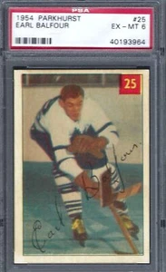 1954 Parkhurst #025 PSA 6 Earl Balfour Maple Leafs 25 - Picture 1 of 2