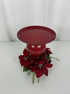 Candelabro de metal rojo de Navidad anillo floral de pascua decoración navideña - Imagen 1 de 3