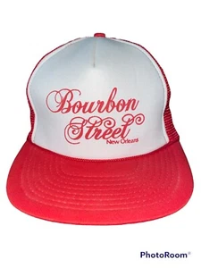 Vtg BOURBON STREET New Orleans Red/White Mesh/Foam SNAPBACK Trucker Hat/Cap NOS - Picture 1 of 6