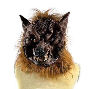 Halloween Werewolf Mask Full Head Costume Scary Fangs Teeth Horror Adult - Picture 1 of 6