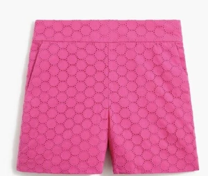 J. Crew Short Eyelet with Side Zip Women Flat Front Pink Size 6 Brand New - Picture 1 of 6