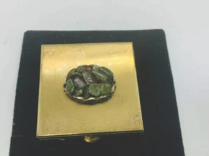 antigua, latón, piedra preciosa natural hecha a mano caja de píldoras victoriana pequeña - Imagen 1 de 3