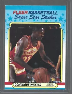 Dominique Wilkins-1988-89 Fleer Basketball Super Star Aufkleber Karte #11 - Bild 1 von 2