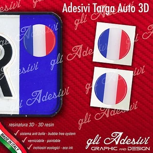2 Adesivi Stickers bollino 3D Resinato targa Auto Moto FRANCE flag - Picture 1 of 1