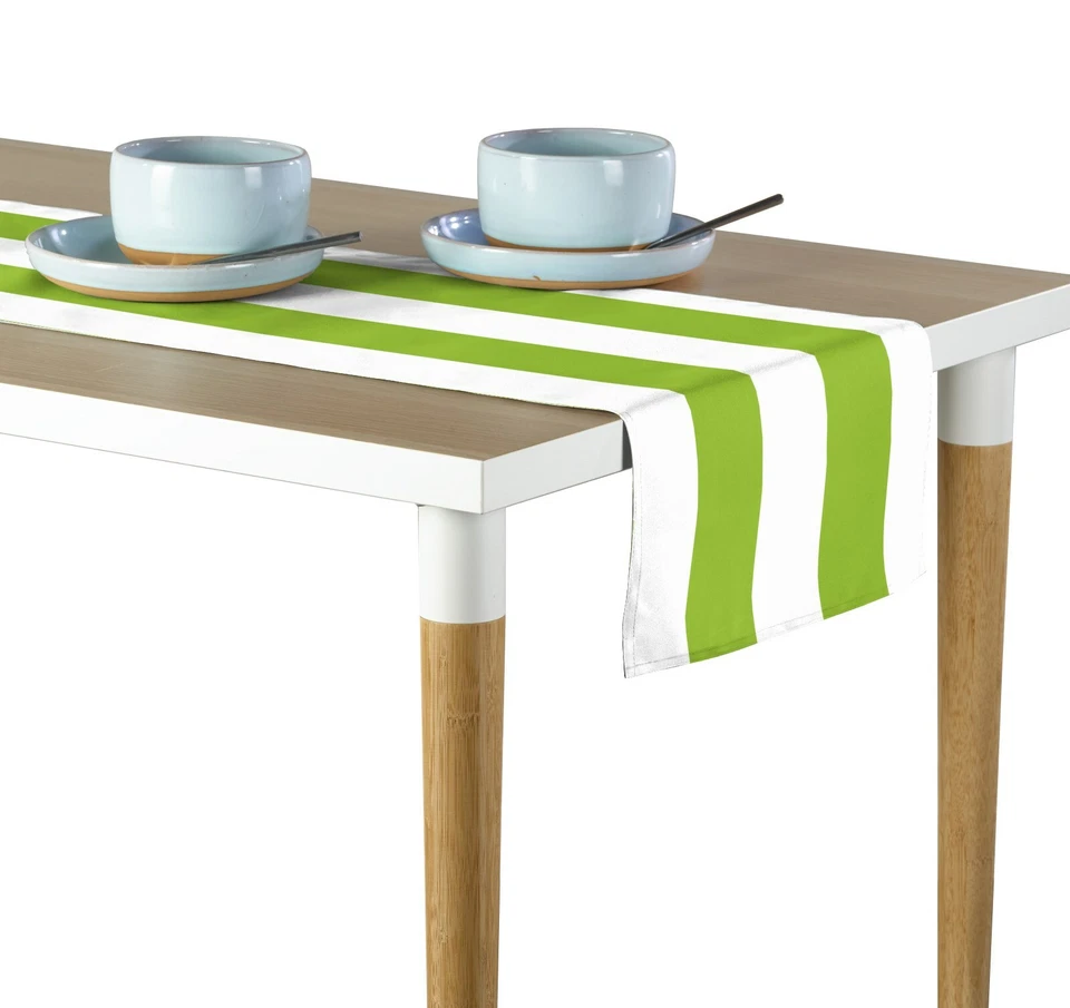 Lime & White Cabana Stripe Table Runners - 12"x72" or 14"x108" - Image 1 of 1