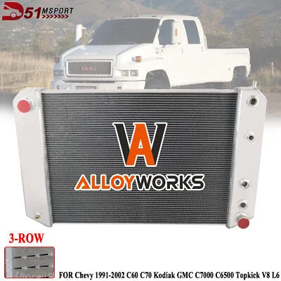 3 Core Radiator For Chevy 1991-2002 C60 C70 Kodiak GMC C7000 C6500 Topkick V8 L6 Foto 1 de 4