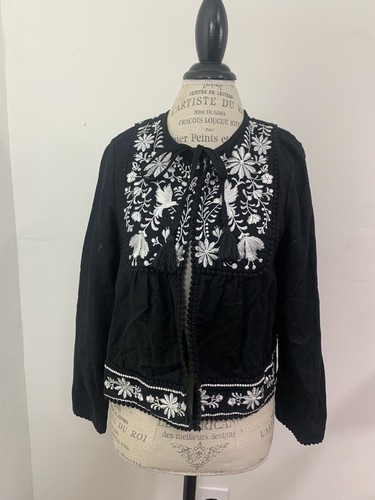 Giacca Kate Spade Donna Medio Nero Cropo Floreale Ricamo Nappa Cotone Lino