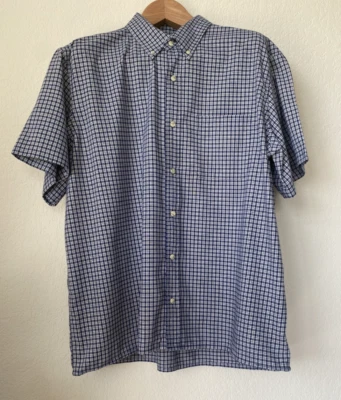 TravelSmith azul a cuadros manga corta con botones para hombre XL Foto 1 de 4