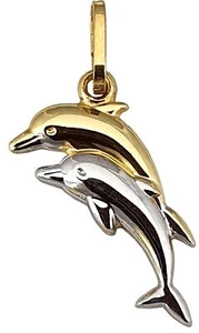 Kinderanhänger Delfine Gold 333 Anhänger Delfin Gelbgold Kinder 8 Karat Delphin - Bild 1 von 3