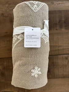 Pottery Barn Christmas Gingerbread Village Embroidered Table Throw, 50''x50'' - Picture 1 of 7